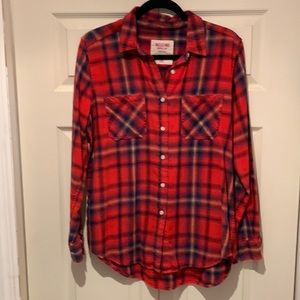 Red plaid womens button down Final Sale